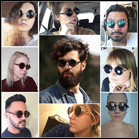 Metal Frame Polarized Sunglasses, Retro Steampunk Style, UV400 Protection main image 7